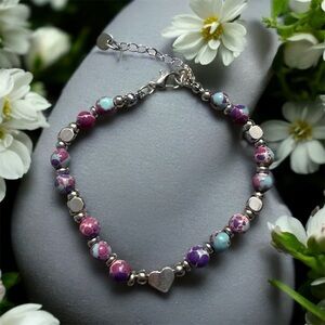 Elegant Purple and Silver Beaded Bracelet
